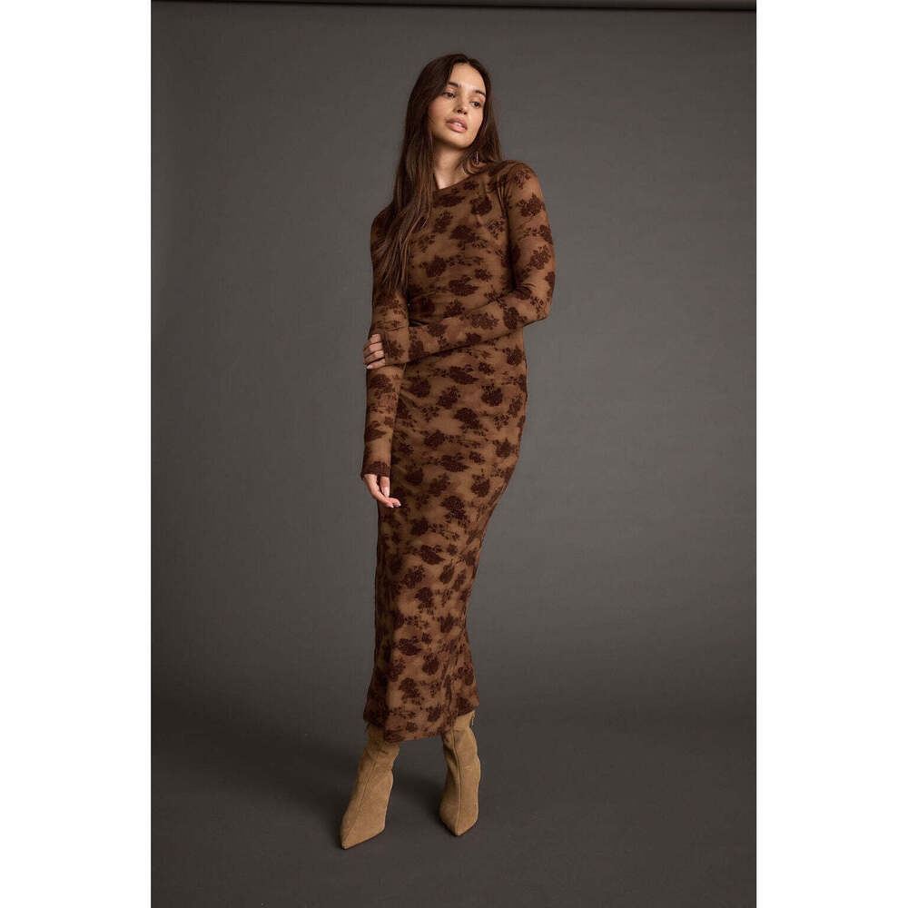 12th Tribe Casanova Brown Floral Maxi Dress Size XLXL